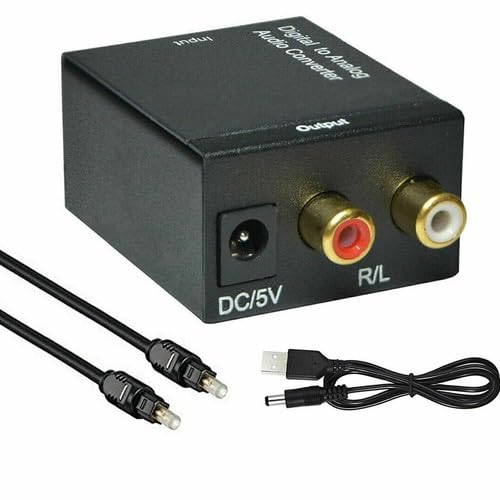 10PCS Compact Optical/Coaxial SPDIF to Analog RCA Audio Converter Adapter – 51x41x26mm, USB-Powered, Black, Supports 32–96kHz