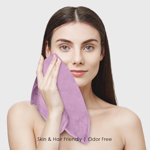 Image of HOUSSE Microfiber Face Towels | Ultra Absorbent, Odour-Free, Quick Dry 450 GSM Face Towel for Home, Gym, Travel, Running and Personal Use | 30x30 cm | Set of 4 in One Colour (Dusky Orchid, Pack of 4)