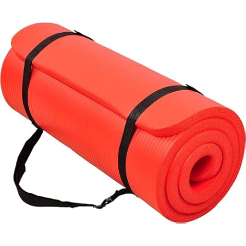 Peekabu Thick Yoga Mat Fitness & Exercise Mat with Extra Carry Strap Non-slip Workout Gym Pilates Mat for Stretching & Floor Home Workout Outdoor Training, 1 Inch or 1/2 Inch Cover