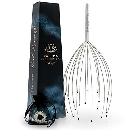 PALOMA.- Massaggiatore per la testa con 20 bracci originale Premium + anello massaggiante per dita