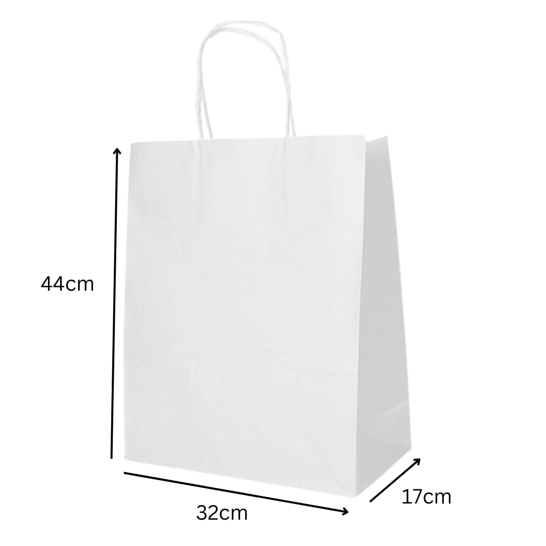 DeinPack 200 x Papiertüten 44 x 32 x 17 cm weiß Umweltschonende Papier Tragetaschen groß I Papiertüten Geschenktüten Papiertragetaschen biologisch abbaubar, kompostierbar