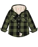 ZENTHACE Kids Boys Flannel Hoodie Sherpa Fleece Lined Flannel Jacket Hooded Flannel Plaid Shirt Jacket with Hood AG XL Size 14-16