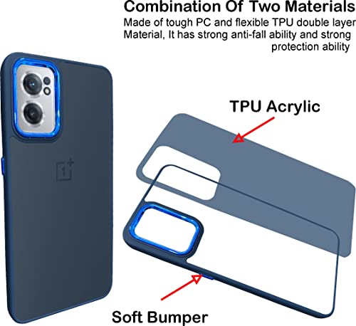 Image of A rtistque Frosted Translucent Back Cover Case for Oneplus Nord CE 2 5G | Electroplated Chrome Ring | Raised Camera Edges for Protection | Smooth Sides TPU - Blue