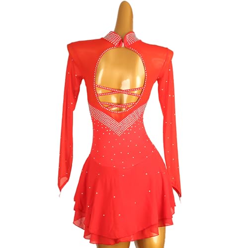 GeRRiT Saia de patinação artística azul gradual manga longa malha saia menina competição desempenho