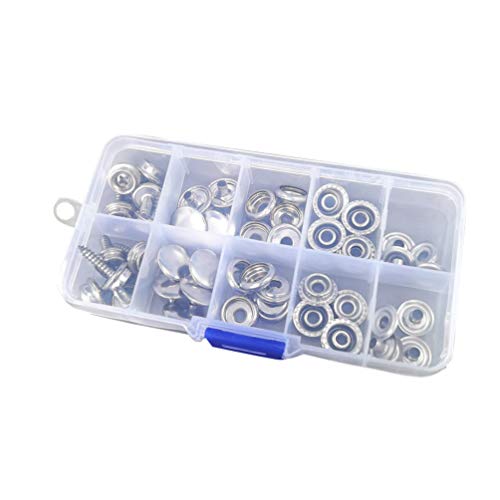 DOITOOL 15mm Stainless Steel Screw Buckle 50pcs Kit Tent Repairing Supplies Snap Fasteners Pliers for Boat Canvas and Yacht