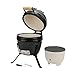 Messe mit günstig Kaufen-LIVIN' Kamado Holzkohlegrill - Keramik BBQ Smoker Grill mit einem Durchmesser von 40 cm & Thermometer - Mini Grill für draußen Partys - Zuverlässiger Edelstahl Campinggrill, ideal zum Kochen Grillen