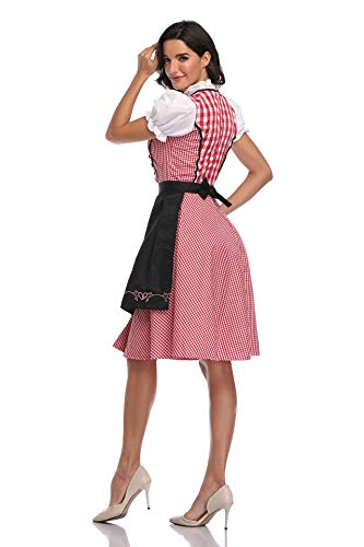Women Oktoberfest Dirndl Costume Plaid German Beer Festival Cosplay Bavarian Dress Halloween Fancy Dress (S, Black) - Thumbnail 4