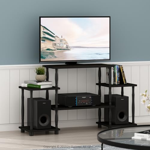 Image of Furinno Turn-N-Tube No Tools Entertainment Center, Classic Square Corner, Espresso /Black