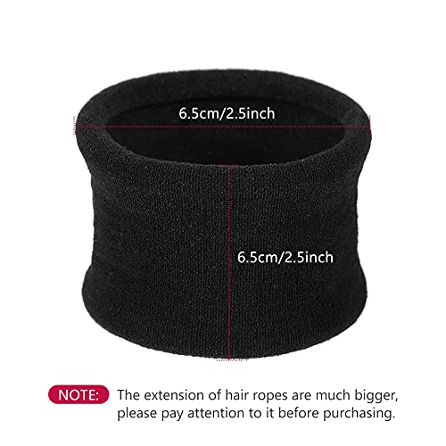 Image of EBOOT 20 Pieces Large Cotton Stretch Hair Ties Bands Rope Ponytail Holders Headband for Thick Heavy or Curly Hair, 6.5 cm in Diameter (Black)