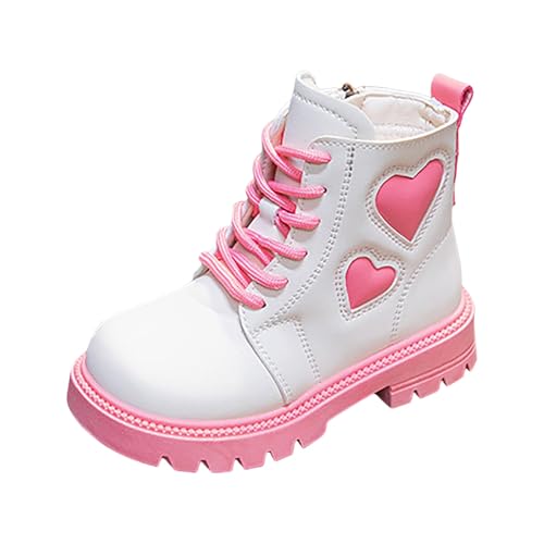 Girls Ankle Boots Side Zipper Combat Boots Non Slip Short Boots Casual Cowgirl Boots for Toddler Little Kid Big Kid
