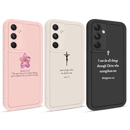 Mrtponk 3 Pack Cute Pink Flower Christian Bible Verse Phone Case for Samsung Galaxy A16 5G 6.7", Simple Jesus Quote Religious Cross Design Cover Artistic Soft TPU Protective Cover for Girls Women