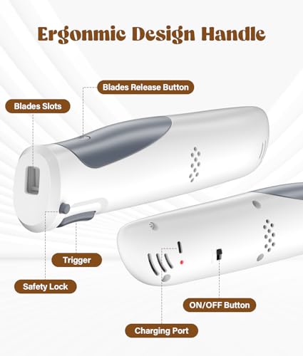 HK Cordless Electric Knife for Meat Slicing, 8V Electric Carving Knife for Fish, Bread, Turkey, Rechargeable Meat Cutter with Reciprocating Stainless Steel Blades, Safety Lock - Thumbnail 3