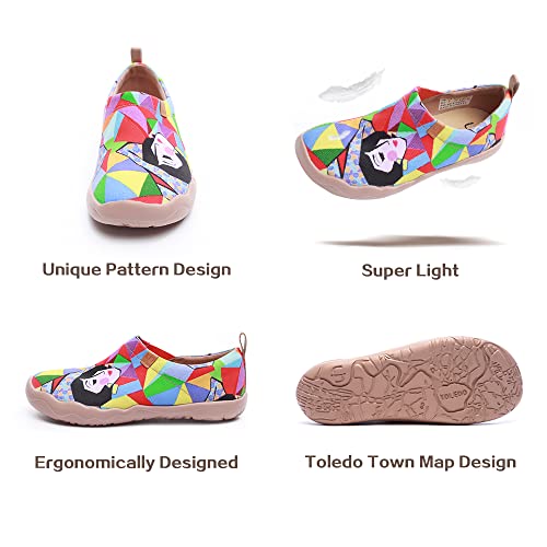 UIN Women's Rainbow Girl Beautiful Travel Canvas Loafer Shoes Multicolor,5.5
