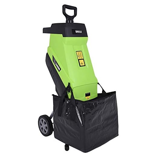 BAKAJI Biotricturador eléctrico triturador Potencia 2400 W triturador Hojas Ramas y compostaje con Bolsa de Recogida 45 l