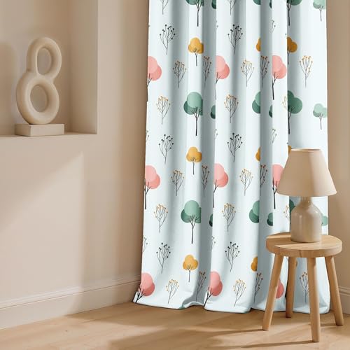 Image of Ultimate Trends Room Darkening Digital Printed Floral Geomatrical Prints Curtain 65-70% Opacity,Diamond Eyelets, Tie Back, Floral Geomatrical, 5 FEET Pack of 2,Pale Blue