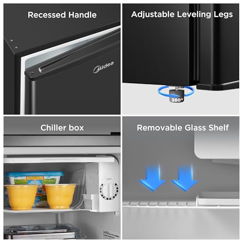 Midea WHS-65LB1 Mini Fridge, 1.6 Cu.ft Energy Star Certified Mini Refrigerator, Adjustable Thermostat, Reversible Door, Low Noise for Dorm, Office, Bedroom, Black by Midea - Image 5