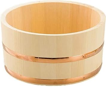 Hinoki Oke Pure Wood Bathtub Bucket - Made of Japanese Cypress - with Reinforced Copper Rings - Made in Japan