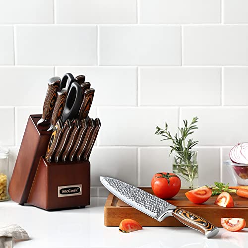 Mccook Mc17 Knife Sets,15 Pieces German Stainless Steel Knife Block Sets With Built-In Sharpener #TOP4