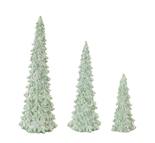 Tree Festive Green 12 Inch Resin Stone Christmas Holiday Figurines Set Of 3 #TOP15