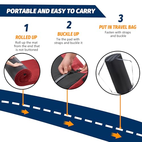 Image of CYMULA Memory Foam Camping Mattress Pad, Sleeping Mat, Portable Roll Up Mattress for Adults, Camping Bed Pads for Sleepover, Car Bed with Travel Bag