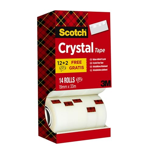 Scotch Nastro Trasparente Crystal, Value Pack, 14 Rotoli, 19 Mm X 33 Mm