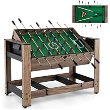 GYMAX Multi Game Table, 48 Inch Foosball & Billiards 2 in 1 Swivel Combo Game Table with 2 Balls, Space-Saving Design for Family Night, Game Room, Party