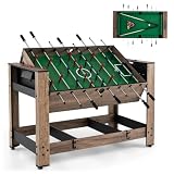 GYMAX Multi Game Table, 48 Inch Foosball & Billiards 2 in 1 Swivel Combo Game Table with 2 Balls, Space-Saving Design for Family Night, Game Room, Party