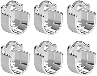 sourcing map 6pcs Zinc Alloy Wardrobe Closet Rod Bracket, Shower Curtain Rod Pole End Supports Sockets Flange Holder Fit Rod Dia 19mm