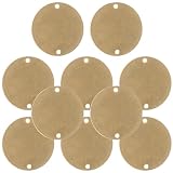 TIKODIDA Messing Rohlinge rund 20mm 10 Stück flach mit zwei Löchern ideal für DIY Schmuckherstellung und Geschenkanhänger Zuhause