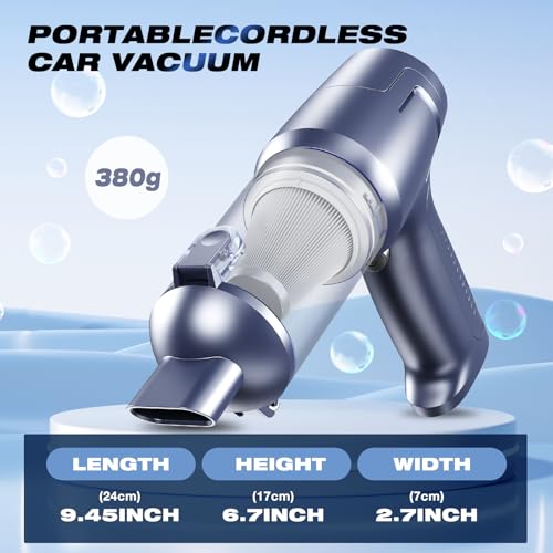 Image of HAUSMEISTER Airflex Pro Car Vacuum Portable Cordless, 20000PA Handheld Vacuum Cleaner,Mini Vacuum Cleaner w /Type-C Fast Charge for Car, Home & Outdoor(Navy Blue)