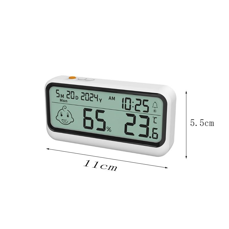 ABS Thermometer Hygrometer Date Alarm Reminder Indoor Household