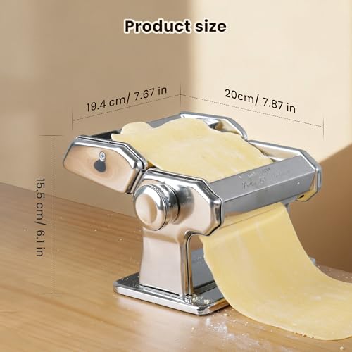 Pasta Maker Machine, 9 Adjustable Thickness Settings, 2 in 1 Dual Rollers & Cutter for Homemade Spaghetti, Fettuccini, Lasagna & Dumpling Skin - Thumbnail 7