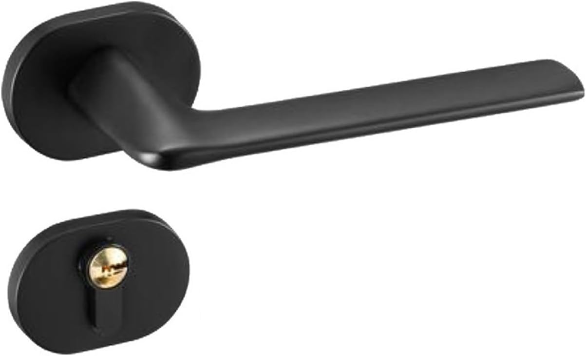 Minimalist Magnetic Silent Solid Wood Door Lock zinc Alloy Thickened Room Door Lock Office Apartment Interior Door Lock(JS293Zinc Alloy Black)