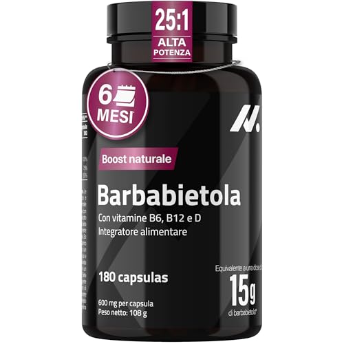 Barbabietola 25:1 – Equivalente A 15.000 Mg – Supporto All’Ossido Nitrico – Nitrati Naturali Per L’Uso Dell’Ossigeno – Con Vitamine B6, B12 E D – Energia Senza Caffeina – 180 Capsule Vegane