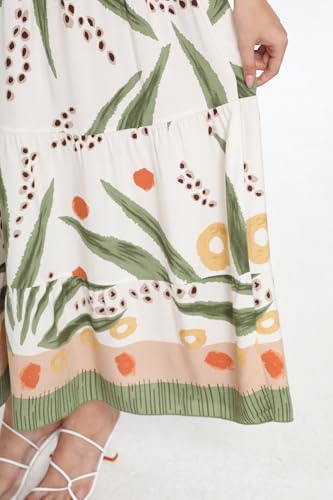 Image of Women's Boho Floral Maxi Dress, Short Sleeve Smocked Tiered Summer Casual Beach Dress