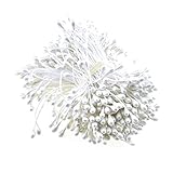 HAHIYO 700Pcs 3mm White Pearl Double Heads Flower Stamen Pistil Hand-Made Artificial Flower Pistil para Flores Pearlized Floral Stamen Flower Pollens Stamen for Flower Making Scrapbook Decoration