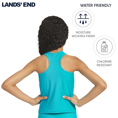 Image of Lands' End Girls' UPF 50+ Swim Bikini Bottom and Racerback Tankini Set