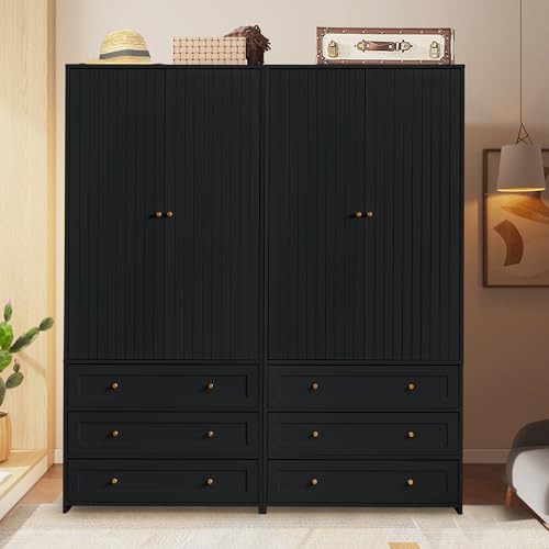 YZRSTY Wardrobe Closet Set of 2, 70.87" Armoire Wardrobe Cabinet