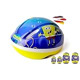 3-teiliges Set Spongebob Schwamkopf Unisex Kinder Helm, Knieschoner, Ellbogenschoner für Fahrrad, Inliner, Scooter, Skateboard, Rollerskate,Waveboard im original Design, Neu