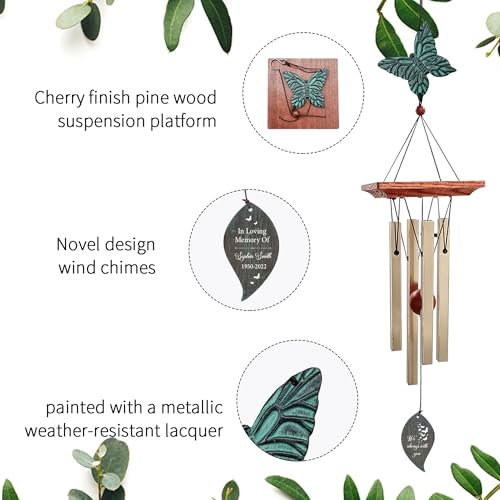 Image of Personalized Sympathy Wind Chimes, Sympathy Gifts for Loss of a Loved One, Wind Chimes Customized Memory Words for Loss of Loved, Bereavement /Condolence /Memorial Gift for Loss