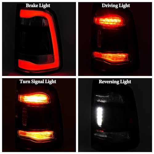 LED Tail Light Assembly Compatible With 2019-2024 Dodge Ram 1500 Without Blind Spot Model, Rear Brake Light Black Lens Tail Lamps Replaces# 68262530AH (Right Passenger Side) by LEVANLIGHT - Image 5