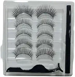 Kit 5 Pares de Cílios Postiços com Delineador Magnético e Pinça, Aplicação Fácil e Durável