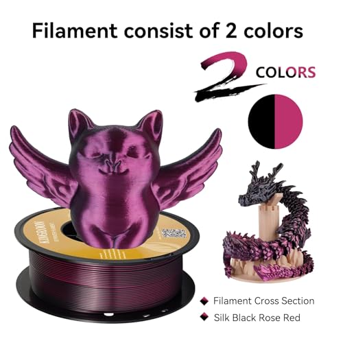 Image of Kingroon Tricolor PLA Filament, Dualcolor Silk PLA Filament, Multicolor 3D Printer Filament, 1.75 mm, Dimensional Accuracy + /- 0.03 mm, 16kg Spool(35.2lbs) 16 Rolls, 16 Different Multicolor Filaments
