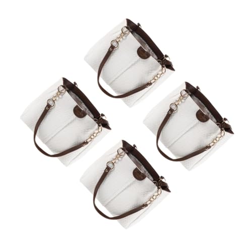 Sac à Main Tissé Cuir PU pour Femmes Sac de Plage Blanc Bandoulière