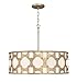 Hinkley Carter Collection Six Light Drum Pendant, Burnished Gold w/ Off-White Textured Shade