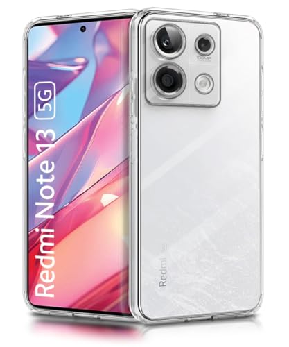 Image of WOW IMAGINE Crystal Clear Transparent Back Case Cover for Redmi Note 13 5G | Full Device & Camera Protection Shockproof TPU Silicone Back Cover Case - Transparent