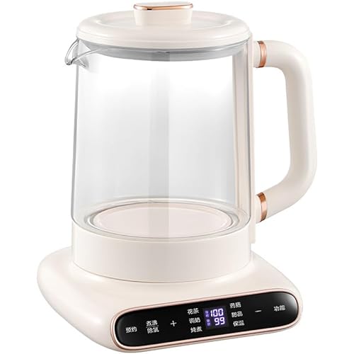OFNHJK Hot Tea Maker, 600W Glass Electric Kettle with Tea Infuser and Temperature Control,1.5L Stainless Steel Tea Maker & Rapid Boiling, Programmable Control for your Favorite Teas and Coffee