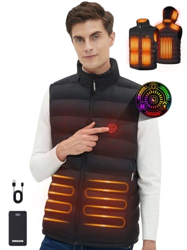 Men's Heated Vest with 16000mAh Battery Pack - 10 Heating Zones Heated Jacket, Lightweight Waistcoats for Outdoor