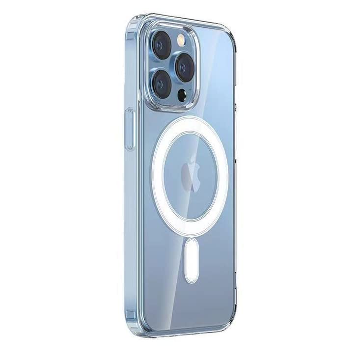 Zore Apple için uyumlu iPhone 14 Pro Kılıf M-safe Şarj Özellikli Şeffaf Sert PC Zore Embos Kapak Renksiz