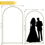 Arch Backdrop Stand - 2PCS (7.2ft, 6.6ft) Upgraded Metal Arch Backdrop Stand - Easy to Set up Gold Wedding Arch Frames- for Weddings, Birthday Parties, Baby Showers, Family Gatherings - Image 3